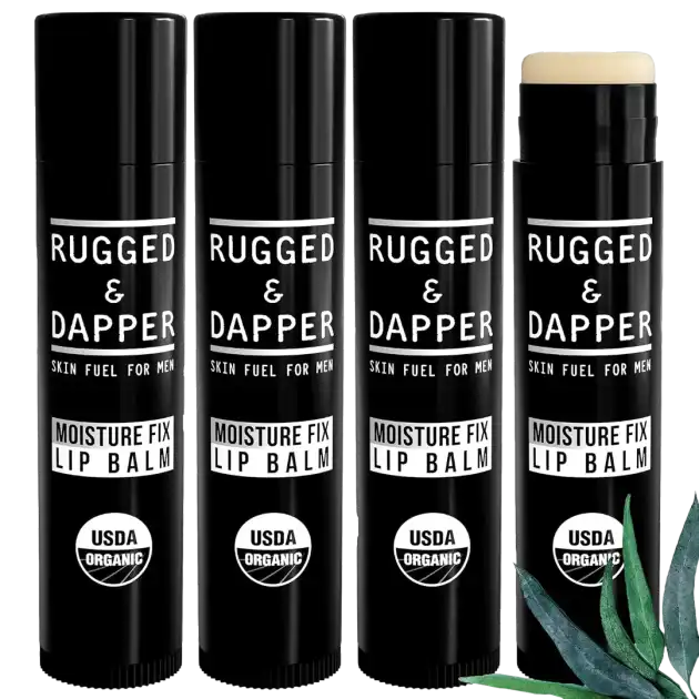 RUGGED & DAPPER Organic Lip Balm for Men 4-Pack - Yuka Score 100/100