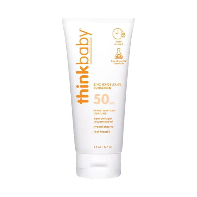 ThinkBaby SPF 50 mineral sunscreen for babies with Yuka score 93/100